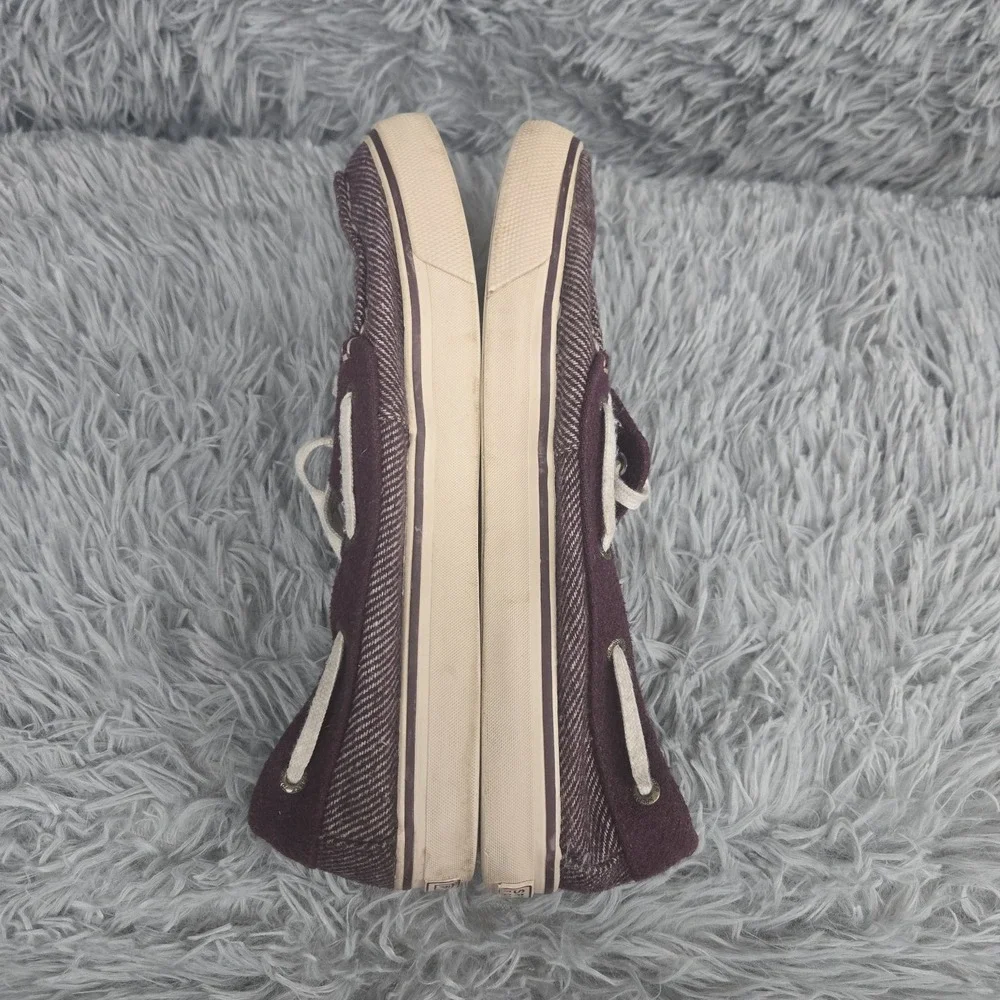 Sperry Womens 8.5 Burgundy Twill Suede STS90690 Boat Shoes‎